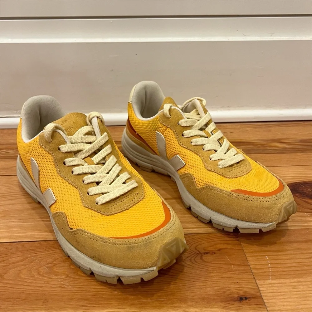 Veja X Ba&sh Shoes Womens 8.5 Yellow Alveomesh Ouro Pierre Athletic Sneakers